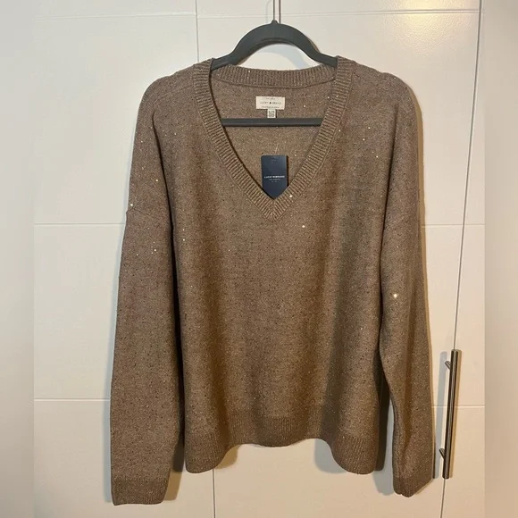 NWT Lucky Brand Gold V-Neck Sweater XL - Picture 3 of 13